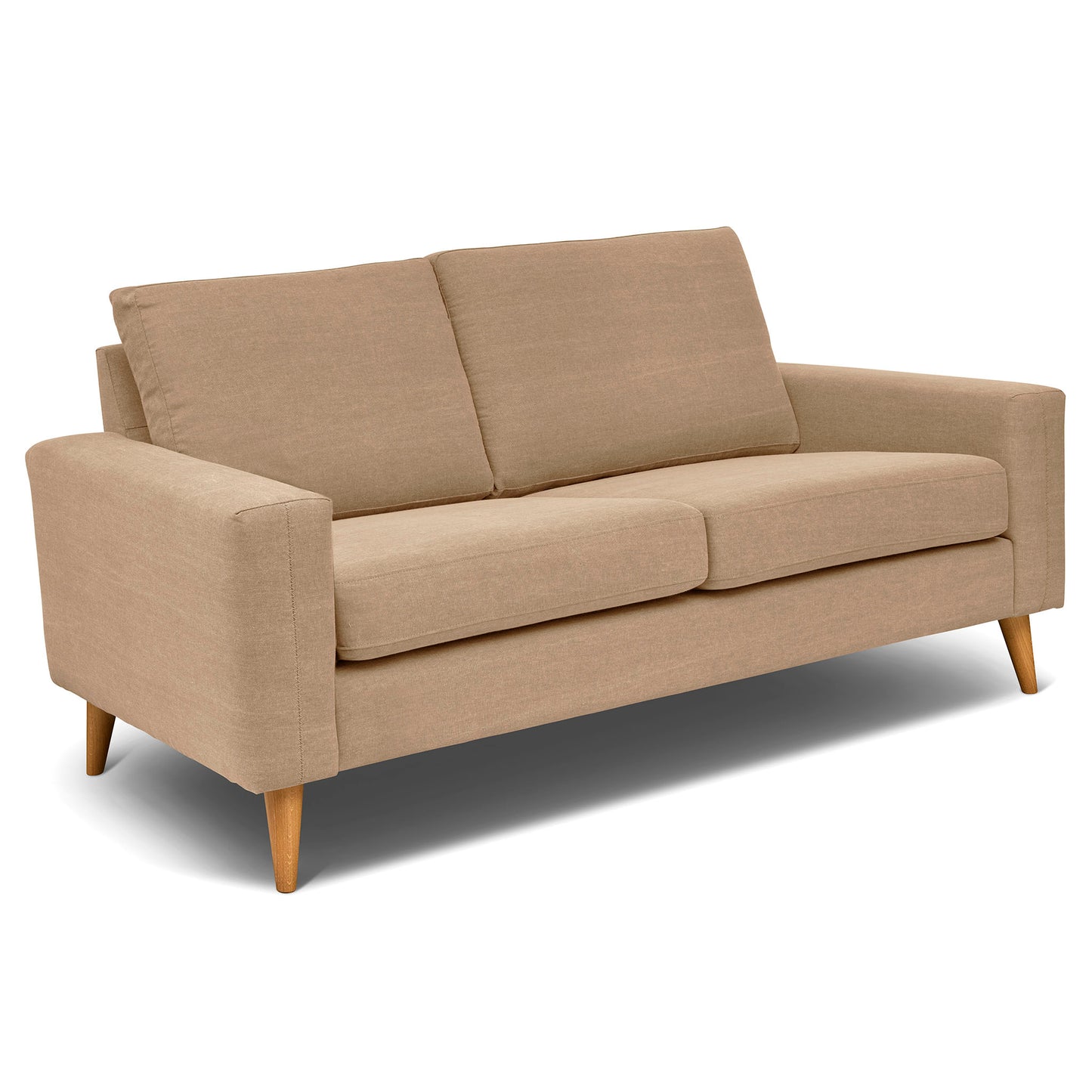 Beige 2,5-sits soffa 184 cm bred, som är sittvänlig för äldre