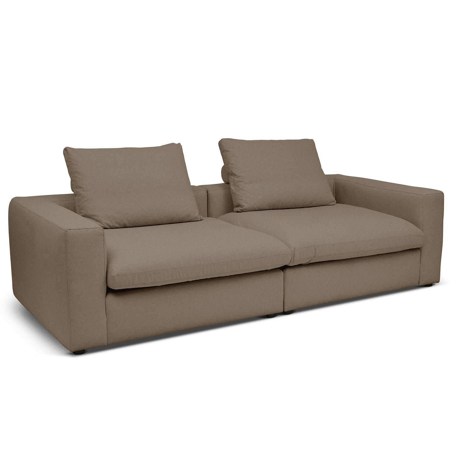 Extra djup 4-sits soffa i ljusbrun färg. Palazzo är en byggbar modulsoffa