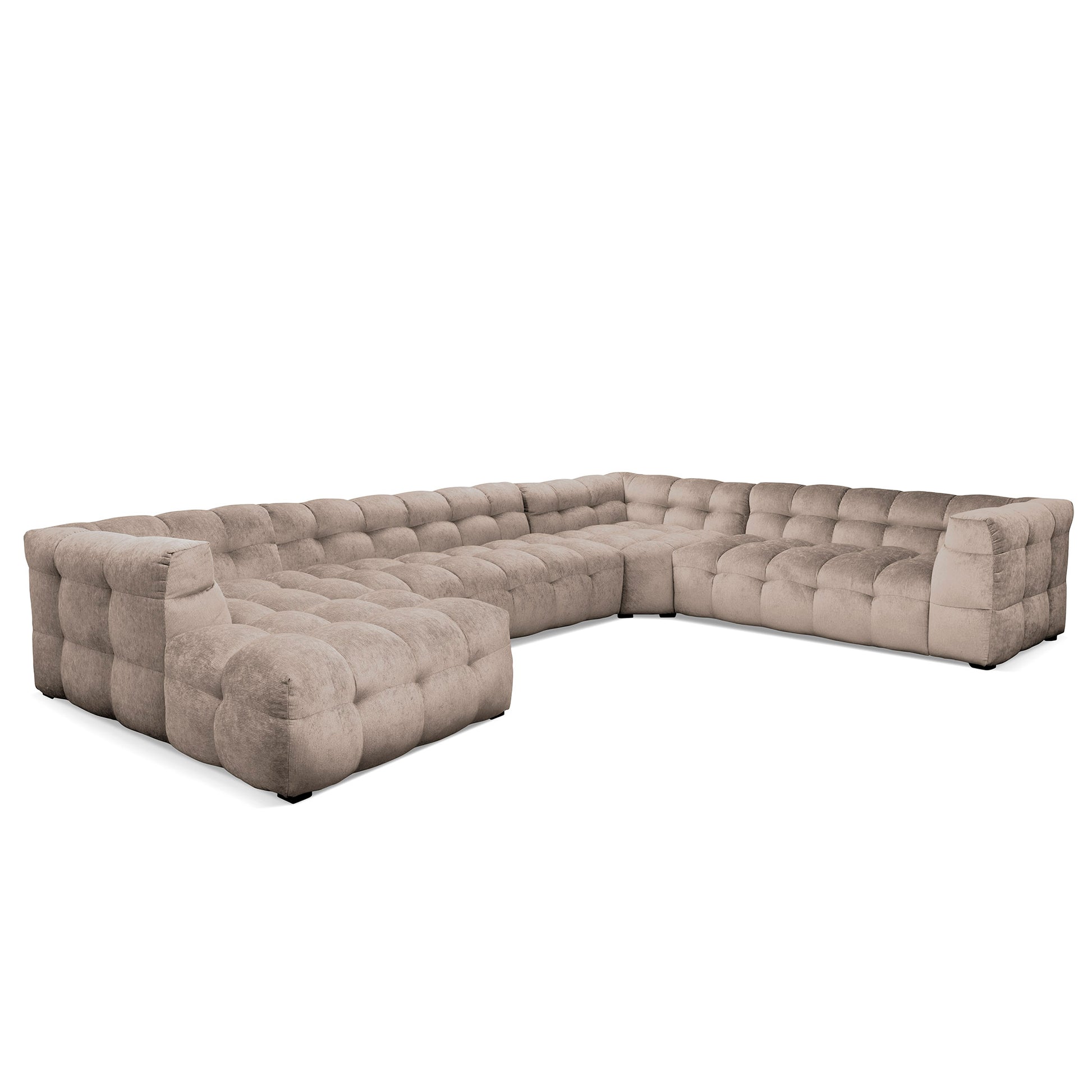 Stor naturvit beige u-soffa som är byggbar