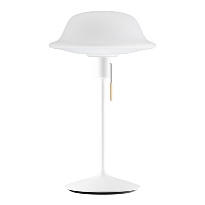 Santé bordslampa i vit med Butler lampskärm i glas